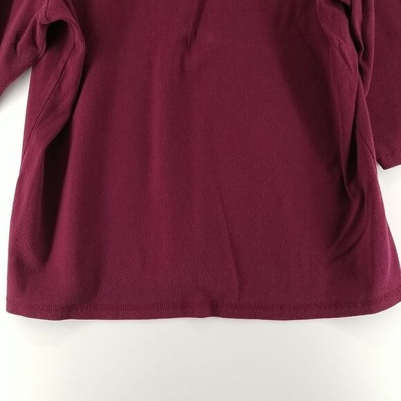 Gitano Blouse Women's Size 18/20W Burgundy 3/4 Sleeve V-Neck Stretch Office - Picture 9 of 9